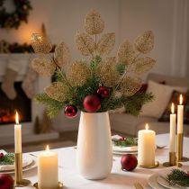 Product Artificial Plants, Branch Decoration, Decorative Leaf Golden Glitter L36cm 10 Pcs