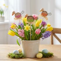 Product Bird Flower Plug Wooden Spring Decoration Decorative Bird on Stick 8cm 12 Pcs
