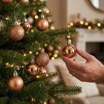 Product Mini Christmas tree balls bronze shatterproof Ø3cm H3.5cm 14pcs