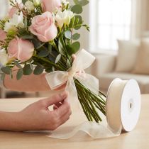 Product Chiffon ribbon organza ribbon decorative ribbon organza cream 15mm 20m