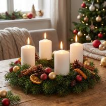 Product Pillar candles white Advent candles small candles 70/50mm 24 pcs