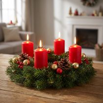 Product Pillar Candles Red Advent Candles Candles Red 70/50mm 24 pcs