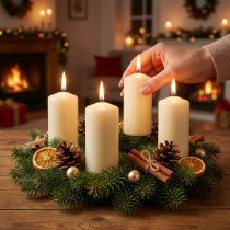 Product Pillar candles cream Advent candles candles 100/50mm 24 pcs