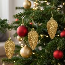 Product Light gold plastic cones, 8cm, 6 pieces, for hanging