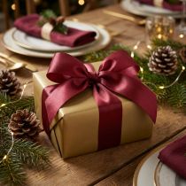 Product Gift ribbon decorative ribbon taffeta Bordeaux 40mm 50m
