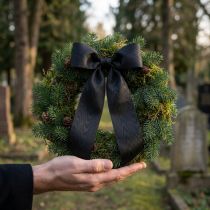 Product Black wreath ribbon 125mm 25m - Elegant mourning ribbon for floristry and decoration, acetate ribbon