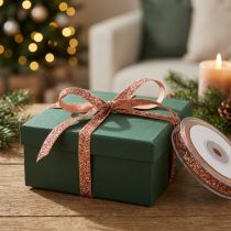 Product Christmas ribbon pink copper glitter decorative ribbon 10mm 10m