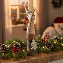 Product Natural Wood Reindeer with Gold Accents and Glitter Tree, H27cm