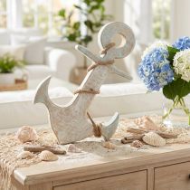 Product Anchor Deco Wood Maritime Deco White Blue 24.5cmx14.5cm