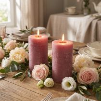Product Solid colored candles antique pink 85x150mm 2pcs