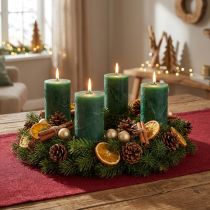 Product Premium pillar candles, dark green, 70x100mm, set of 4, long burning time