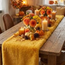 Product Fur ribbon yellow faux fur for handicrafts table runner 15 × 150cm