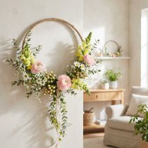 Product Decorative jute-wrapped metal ring, Scandinavian vintage DIY style, Ø25cm, set of 10