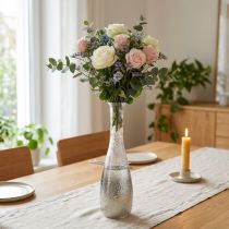 Product Two-tone glass vase, table decoration made of real glass clear, silver H40cm