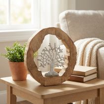 Product Deco sculpture tree in a wooden ring table decoration to place 22×21×4cm