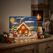 Product LED picture Christmas Santa Claus with snowman LED mural 38x28cm
