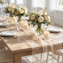 Product Deco fleece Sizoweb table runner beige 30cm 5m