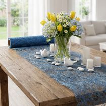 Product Deco fleece Sizoweb table runner blue 30cm 5m