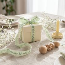 Product Gift ribbon Hello Baby decorative ribbon christening green 25mm 16m