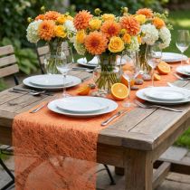 Product Decorative non-woven table runner, orange, 23cm wide, 25m long