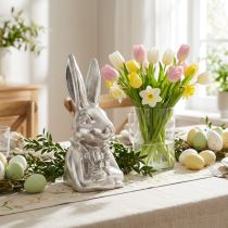Product Decorative Easter Bunny Silver Ceramic Decorative Bunny Bust H23cm
