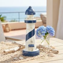 Product Decorative Wooden Lighthouse in Blue and White, Ø10.5cm, H28.5cm
