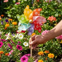 Product Garden stake windmill wind turbine garden decoration colorful Ø31cm H75cm