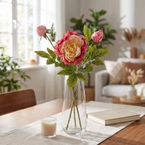 Product Peonies Silk Flowers Artificial Flowers Pink Yellow 68cm