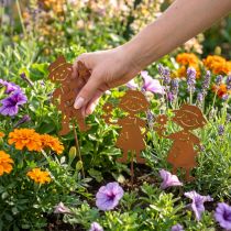 Product Garden stake rust look garden decoration girl and boy 4pcs