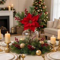 Product Christmas Star Artificial Poinsettia Red Green L57cm