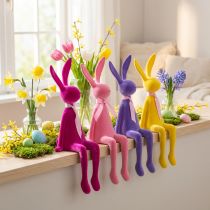 Product Easter bunny shelf sitter, flocked, assorted, 36cm, 4 pieces