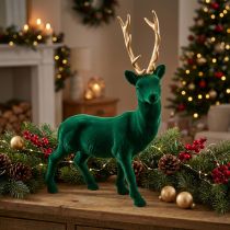 Product Deco deer standing green gold Christmas decoration figure 40cm
