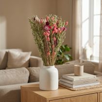Product Dried flower bouquet, strawflowers, grain, poppy capsule, Phalaris, reed grass, 55cm