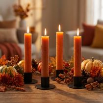 Product Taper Candles Dark Orange Solid Colored Sunset 34x240mm 4 Pcs