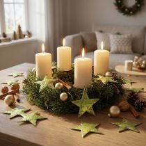 Product Scatter decoration Christmas stars coconut green Ø5cm 50pcs