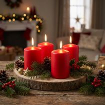 Product Pillar Candle 100/80 Red 6 Pcs