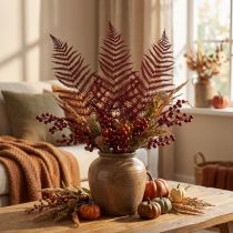 Product Fern decoration mountain fern dried leaves wine red 50cm 20 pcs