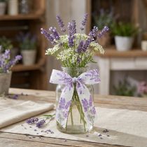 Product Ribbon Lavender Silk Ribbon with Lavender Bouquet 40mm 15m