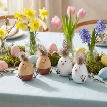 Product Easter chicks chicks Easter egg feathers white natural H9cm 4 pcs