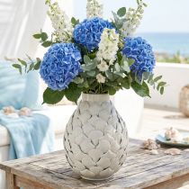 Product Maritime Decoration Vase Metal Vase Shells Grey White Ø24cm H31.5cm