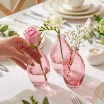 Product Bulbous vase, mini vases, tinted pink glass, Ø7cm, H12cm, 6 pieces
