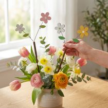 Product Decorative plug wooden flower H44cm 6 pcs