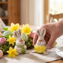 Product Easter Bunny Figurines, Hand-Painted Ceramic Decorations, Fun Design for Easter Decorating, 11cm, 4 Pieces