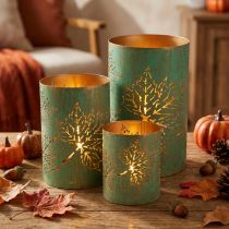 Product Lantern Autumn Tealight Holder Metal Ø8/10/13cm Set of 3