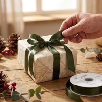 Product Dark Green Taffeta Ribbon 10mm x 50m for Gift Wrapping and Home Decorations