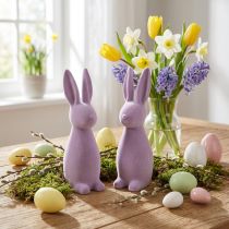 Product Decorative Easter Bunny – 2nd Choice – Flocked Lilac H29.5cm 2 pcs