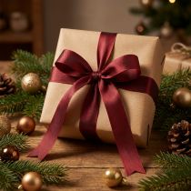 Product Gift ribbon, festive taffeta ribbon for crafting, 15mm wide, 50m long