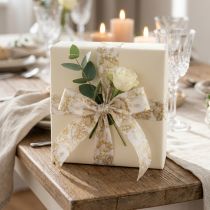 Product Gift ribbon with plant motifs, dill decorative ribbon, 40mm wide, 20m long