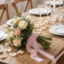 Product Chiffon ribbon pink fabric ribbon with fringes 40mm 15m