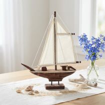 Product Sailing boat decoration ship pine wood brown 32×5×41cm
